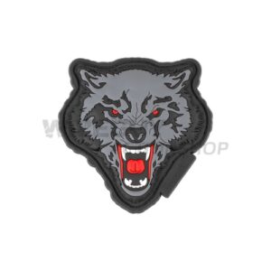 3D Rubber Patch: Wolf Svart/Röd