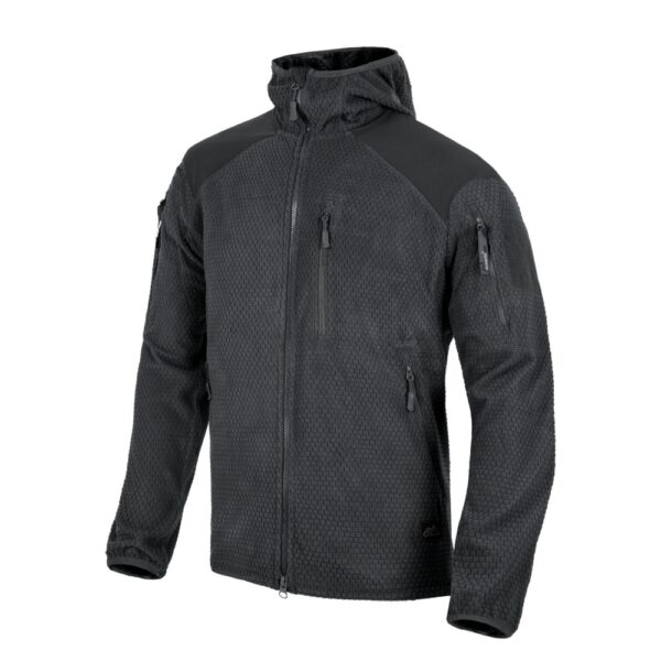 Helikon-Tex ALPHA HOODIE Jacket Grid Fleece Svart - Bild 2