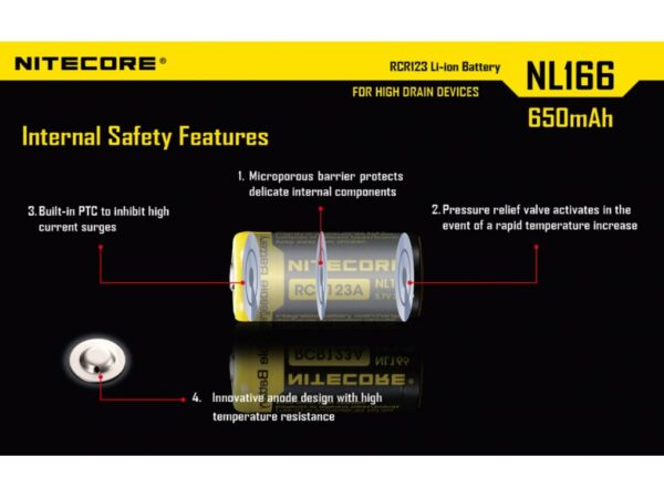 Nitecore batteri Li-Ion RCR123A 650mah - Bild 4